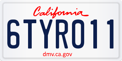CA license plate 6TYR011