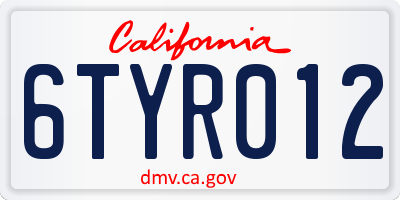 CA license plate 6TYR012