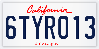 CA license plate 6TYR013