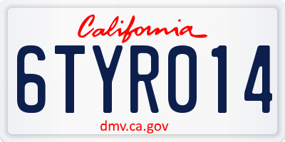 CA license plate 6TYR014