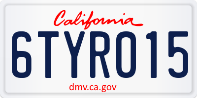 CA license plate 6TYR015