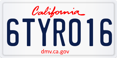 CA license plate 6TYR016