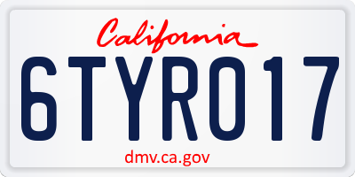 CA license plate 6TYR017