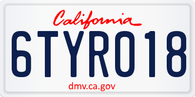 CA license plate 6TYR018