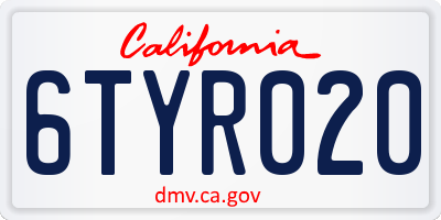 CA license plate 6TYR020