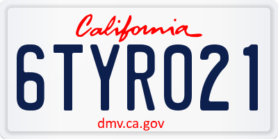 CA license plate 6TYR021