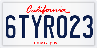 CA license plate 6TYR023