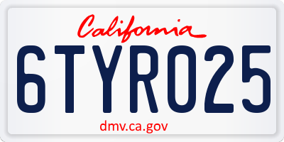 CA license plate 6TYR025