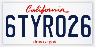 CA license plate 6TYR026