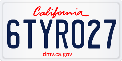 CA license plate 6TYR027