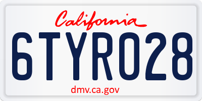 CA license plate 6TYR028