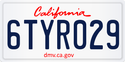 CA license plate 6TYR029