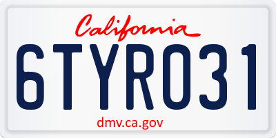 CA license plate 6TYR031