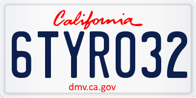 CA license plate 6TYR032
