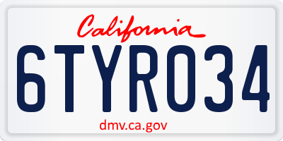 CA license plate 6TYR034