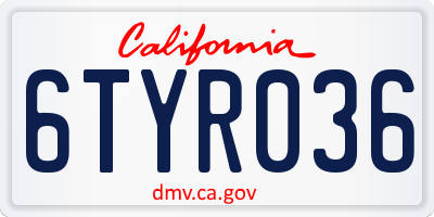 CA license plate 6TYR036