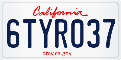 CA license plate 6TYR037