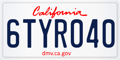 CA license plate 6TYR040