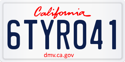 CA license plate 6TYR041
