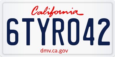 CA license plate 6TYR042