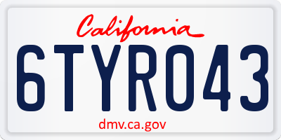 CA license plate 6TYR043