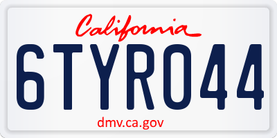 CA license plate 6TYR044