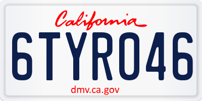 CA license plate 6TYR046
