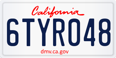 CA license plate 6TYR048