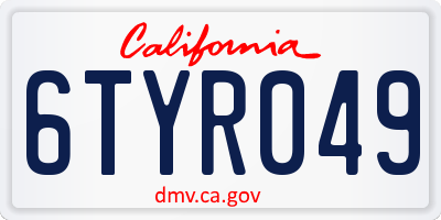 CA license plate 6TYR049
