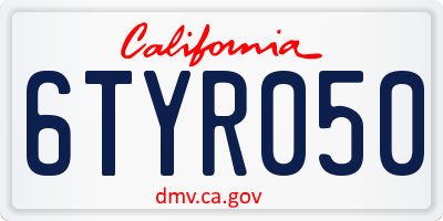 CA license plate 6TYR050