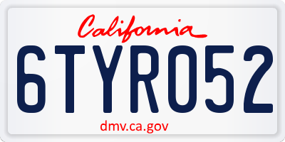 CA license plate 6TYR052