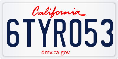 CA license plate 6TYR053