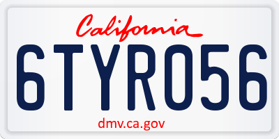 CA license plate 6TYR056