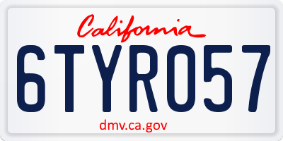 CA license plate 6TYR057
