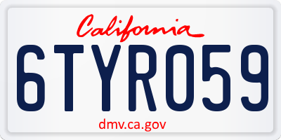 CA license plate 6TYR059