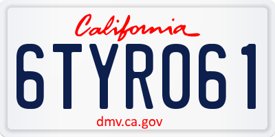 CA license plate 6TYR061