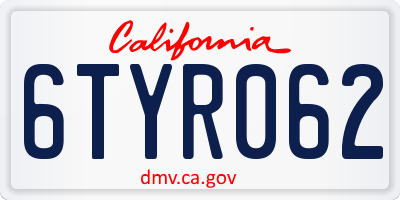 CA license plate 6TYR062