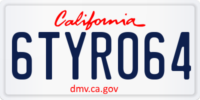 CA license plate 6TYR064