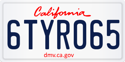 CA license plate 6TYR065