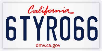 CA license plate 6TYR066