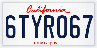 CA license plate 6TYR067