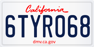 CA license plate 6TYR068