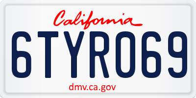 CA license plate 6TYR069