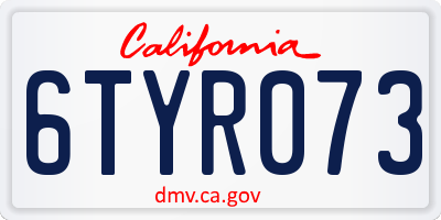 CA license plate 6TYR073