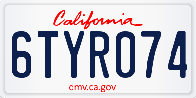 CA license plate 6TYR074