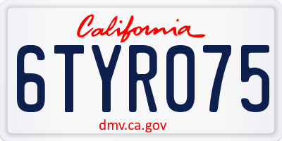 CA license plate 6TYR075
