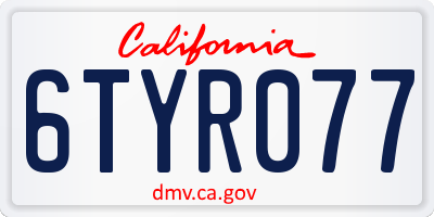 CA license plate 6TYR077