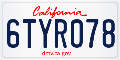 CA license plate 6TYR078