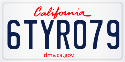 CA license plate 6TYR079