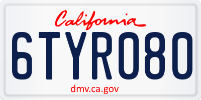 CA license plate 6TYR080